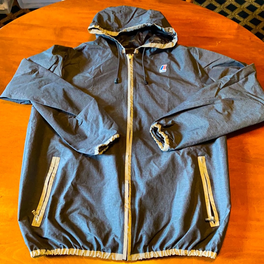 K-WAY FULL ZIP WINDBREAKER/HOODIE Sz Large